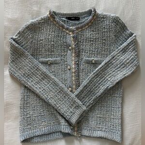 Mango Tweed Cardigan with Jewel Buttons